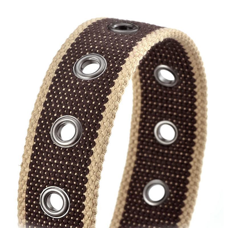 Unisex Design Casual Versatile Canvas Material Waist Belt Metal Needle Buckle Woven Pants Waist Belt Youth Student Jeans Belt