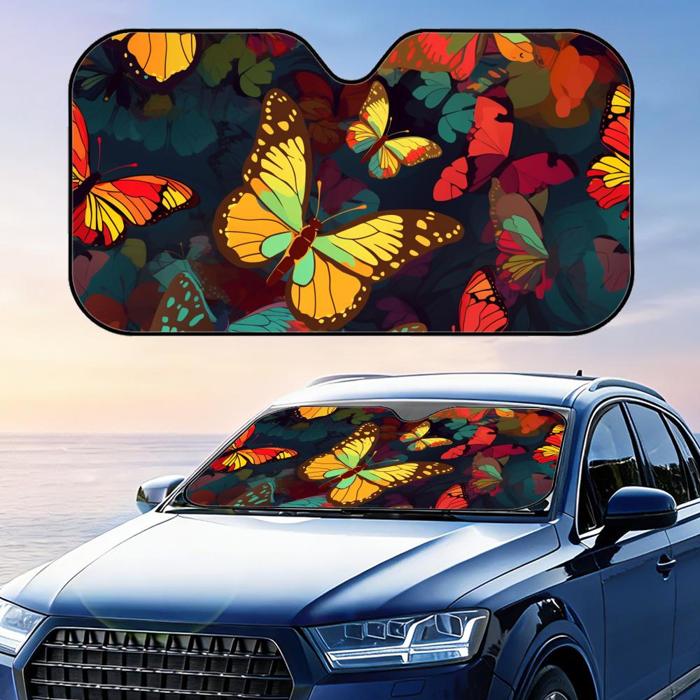 Butterflies Funny Sun Visor Foldable Car Windshield Sun Shade UV Protection Reflective Heat Insulation Reusable Cover