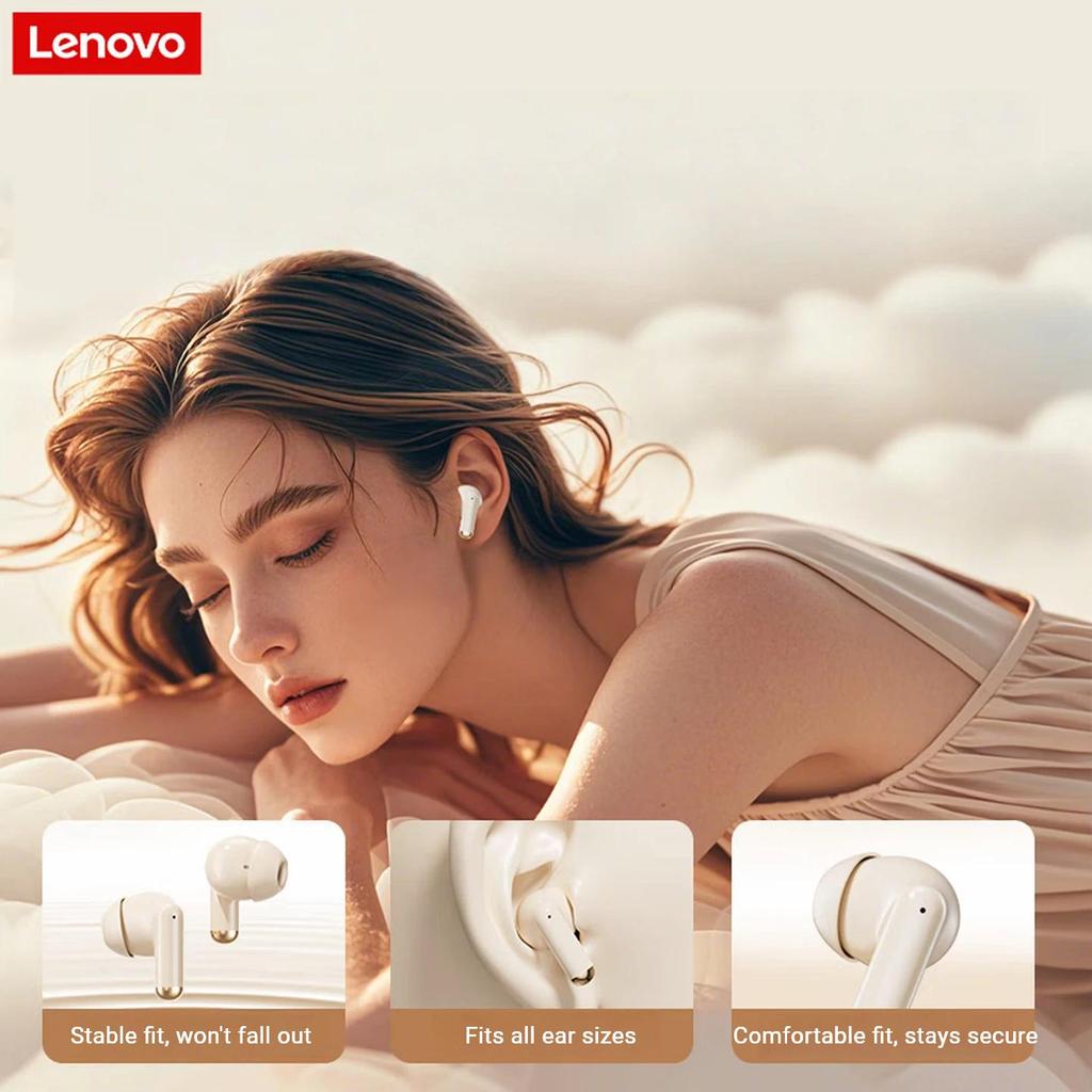 Lenovo True Wireless Bluetooth Earbuds, Semi In-Ear Headphones, Music Sports Gaming Headphones with Bluetooth 5.4, EA110 Black