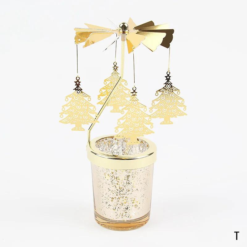 Hot Rotating Candle Stick Holder Candlestick Home Decoration Hallowmas Christmas Gift Party Room Decor Carousel Candle Stand