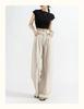 Women's High-Waisted Wide-Leg Linen Pants - Summer 2026 Collection, Loose Fit, Tencel Cotton Blend, Floor-Length