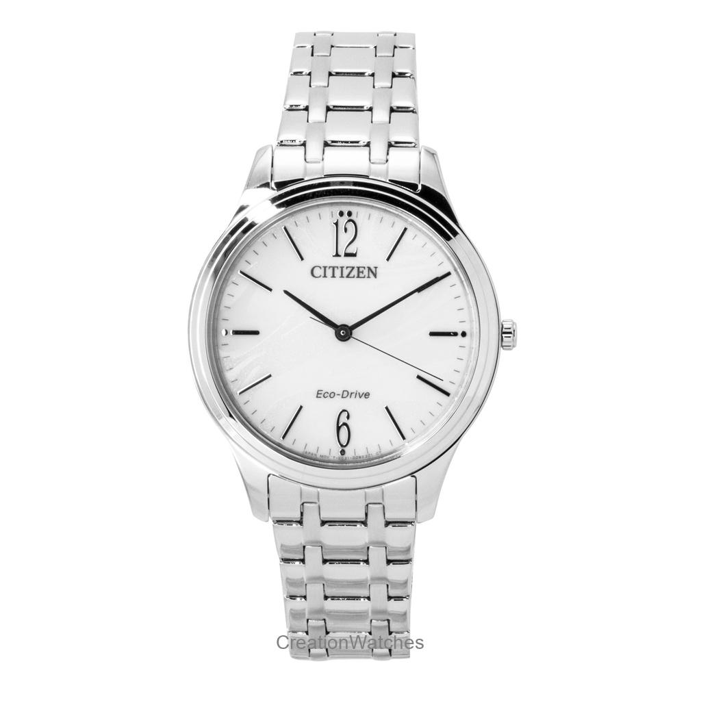 Женские часы Citizen Elegance из нержавеющей стали с белым циферблатом Eco-Drive EM0411-71A серебряный
