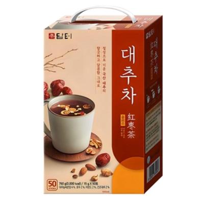 Damteo Koreanischer Jujube-Tee Plus 15 g x 50 Sticks – Traditioneller süßer roter Datteltee, koffeinfreies Kräutergetränk für Entspannung und Wellness