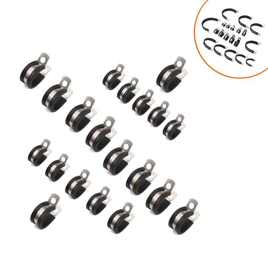 20PCS 1 Inch Stainless Steel P-Style Cable Clamp Assortment for Car Boat Marine