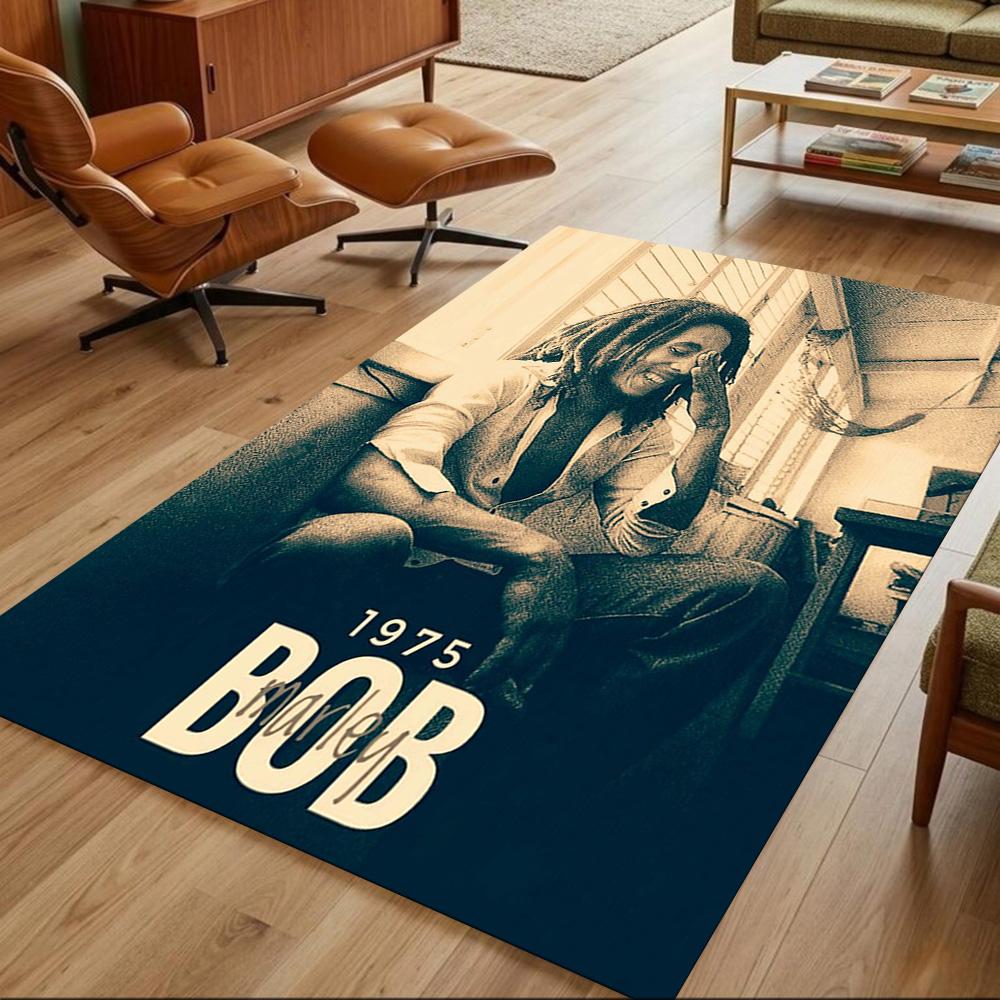 Bob Marley Floor Mat Suitable for Living Rooms Balcony Entryway Playrooms Anti-slip Rug Anime Office Decor Best for Christmas