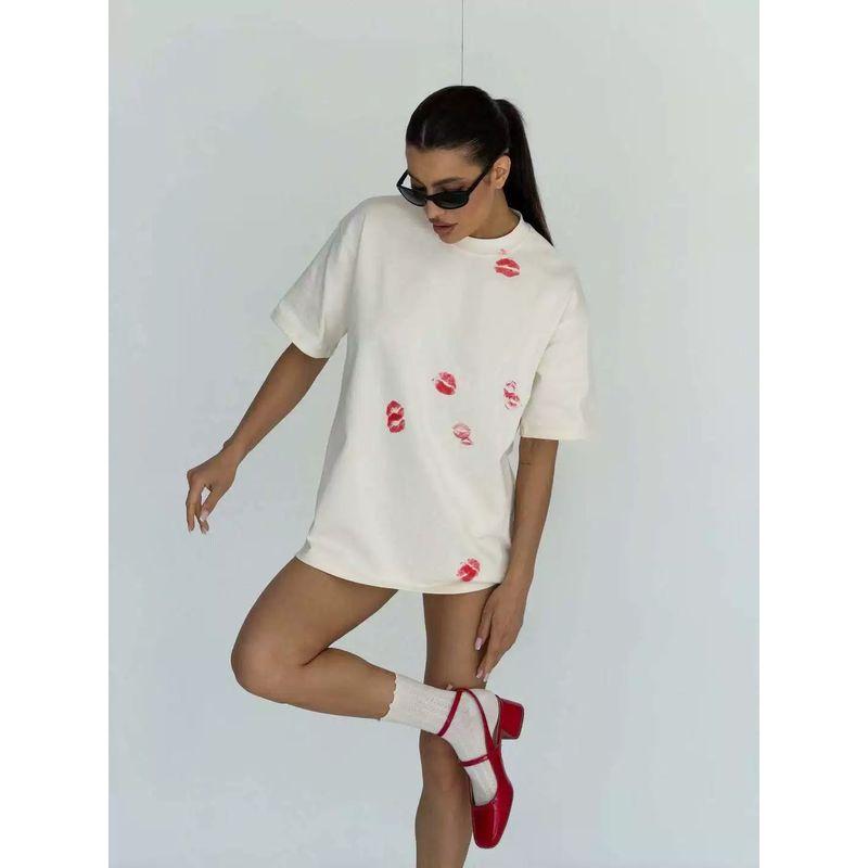 New Printed T-shirt Western Style New Fashion Casual Loose Print Short sleeve Cotton T-shirt Top