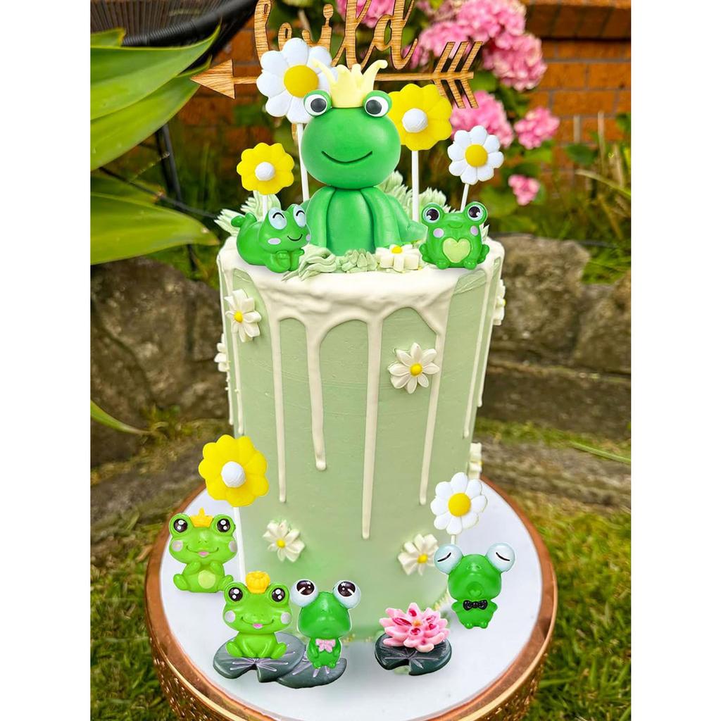 Frog Cake Topper Garden Cake Decoration Daisy Cake Decoration Garden Party Decoration Girls Birthday Gift