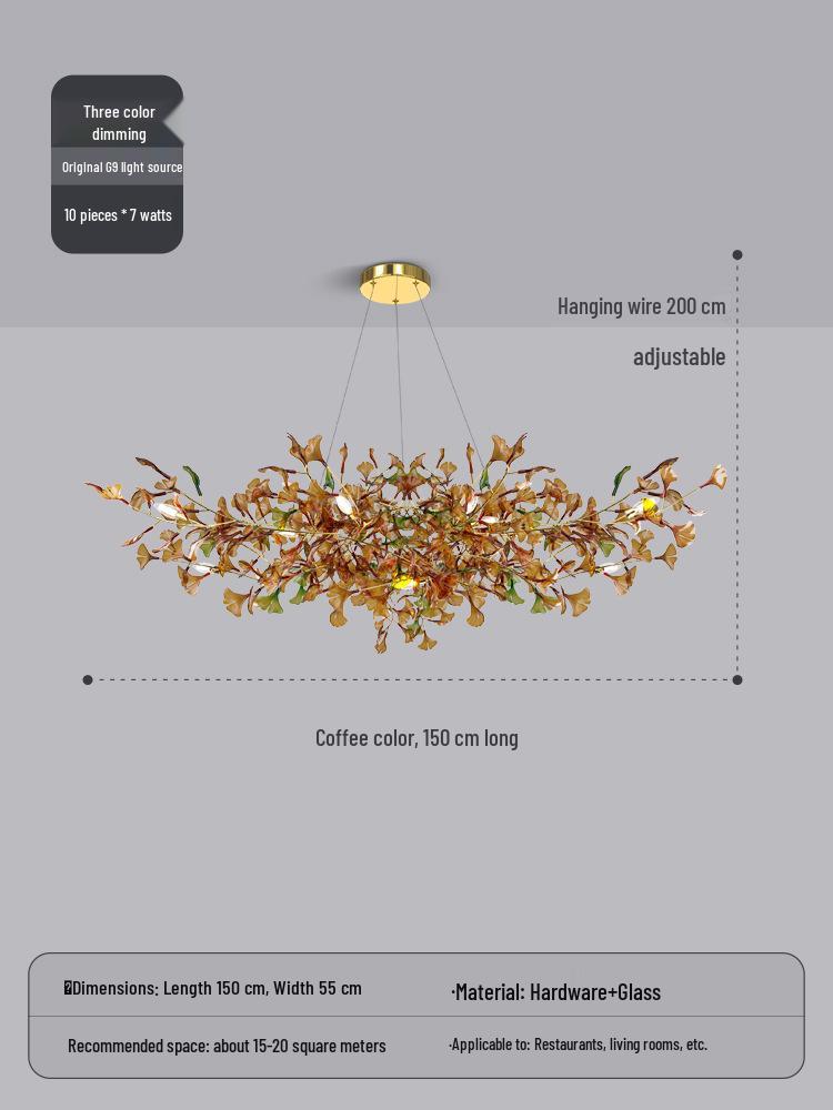 Modern Ginkgo Leaf Pendant Light for Living Room, Staircase, and Dining Area