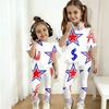 Boys And Girls Independence Day Print Set Kids Casual Short Sleeve Top And Long Pants Set