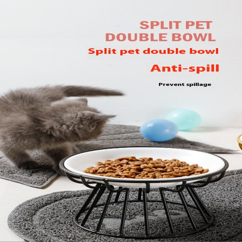Ceramic Elevated Pet Bowl With Stand For Cats Dogs Food Water Feeder Anti Vomit Slow Feeding Design Outdoor Indoor Use