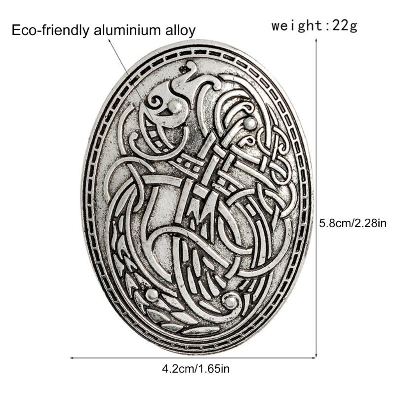 Scandinavian Wolf Carved Rune Brooch Ethnic Style Totems Badge Cosplay Corsage Jewelry Adornment Lapel Pin for Women