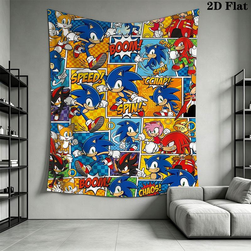 Hedgehog Sonic Speed Wall Hanging Printed Fabric Blanket Decorative Tapestries for Bedroom Living Room Home Decor