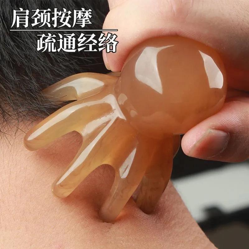 Octopus Massage Comb Resin Head Meridian Scraping Scalp Massage Brush Acupuncture SPA Gua Sha Massage Comb for Fatigue Relief