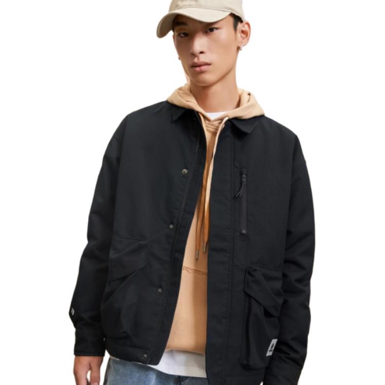 Converse Jackets Men's Black Lapel Moderate Workwear 10025264-A03