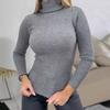 Yousheng Women High Collar Bottoming Sweater Elastic Breathable Fabric Solid Color Knit Pullover Lazy Style Long Sleeve Slim Fit Sweater