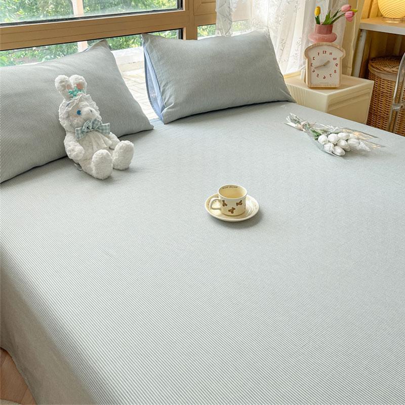 Minimalist Striped Thick Solid Bed Sheet For Single Double Household & Student Dormitory Bed