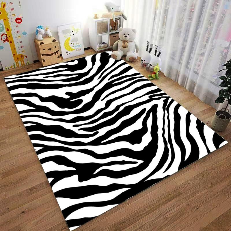 Zebra Striped Black and White carpet Non-slip rug suitable for living room and bedroom sofas