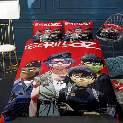 Pościel Hip-HoGorillaz Zestaw Pościeli Zespół Muzyczny Gorillaz Poszewki na Kołdrę Podwójne Łóżko Rozmiar Jednoosobowy Poszewka na Kołdrę Kreskówka Dla Dzieci do Domu