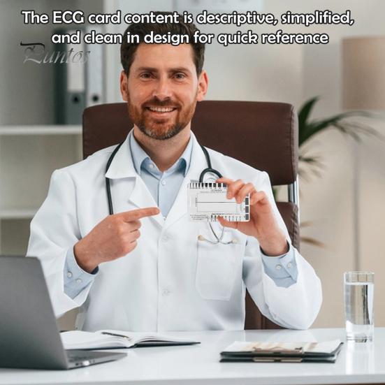 1/4Pcs Transparent EKG Calipers Reference Badge ID Cards Waterproof Wear-Resistant Mini Size EKG Interpretation Rulers