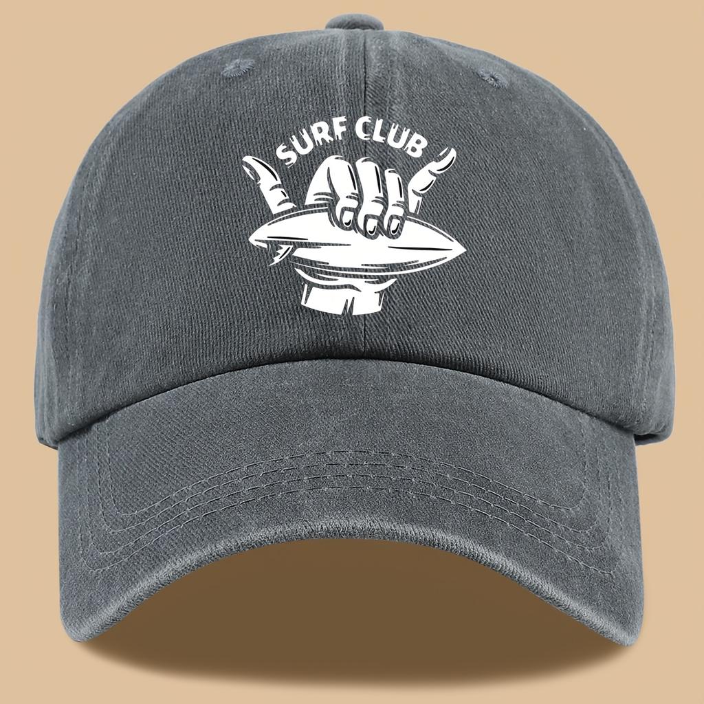 Surf Club Theme Printed Baseball Cap 'SURF CLUB' English Printed Design Breathable Sun Hat