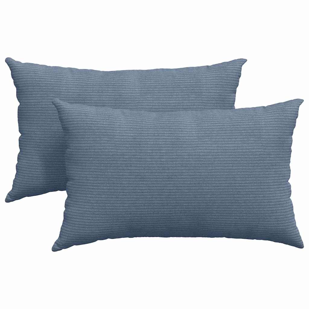 Sofa Cushions 2 Pieces Blue 50 X 30 Cm Cord Fabric