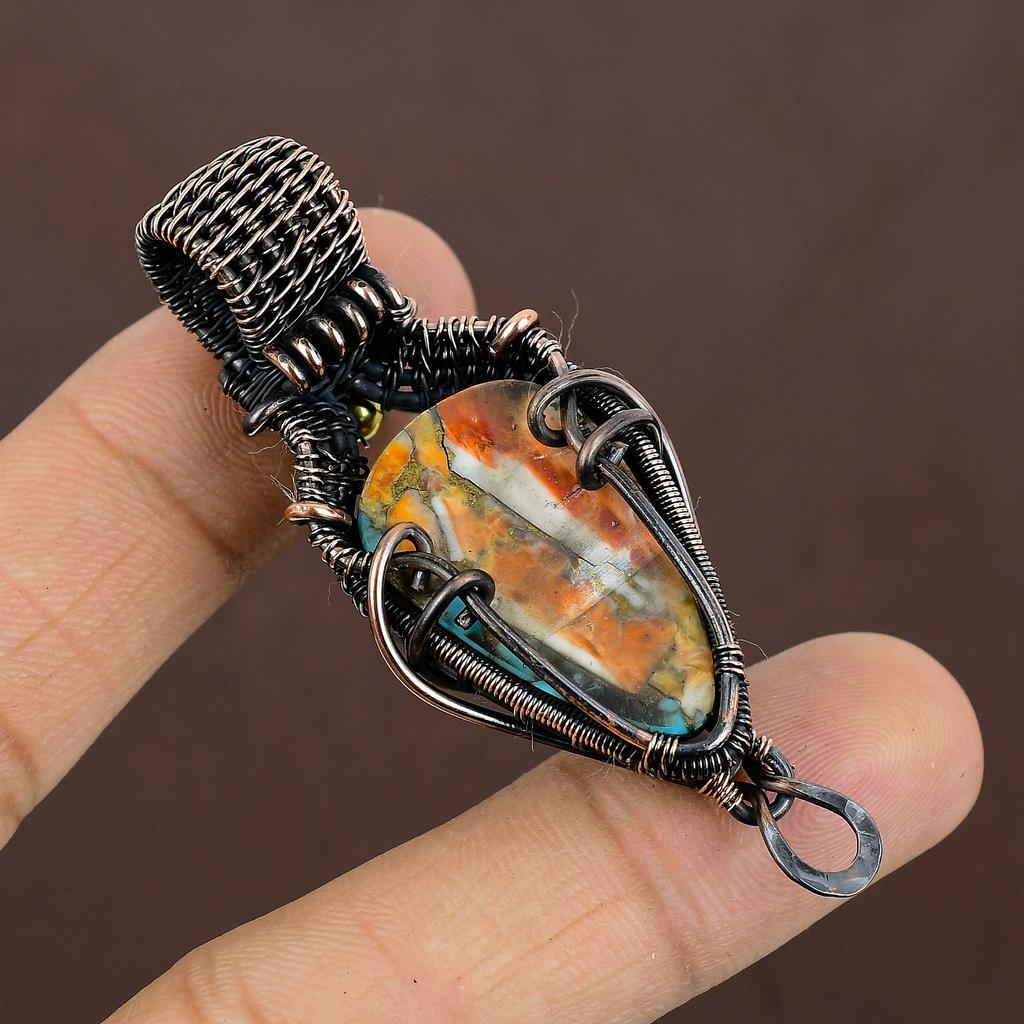 Stachelige Auster Handgefertigter Kupferdraht Wickelanhänger Geschenk Schmuck 2,25" T1G66