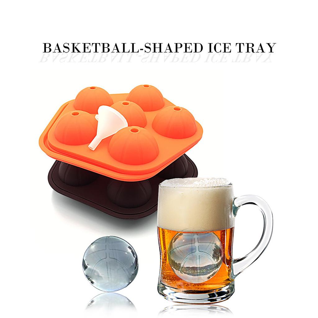 Ice Block Trays Basketball Ice Block Molds Reusable Silicone  5-Ice Block Maker