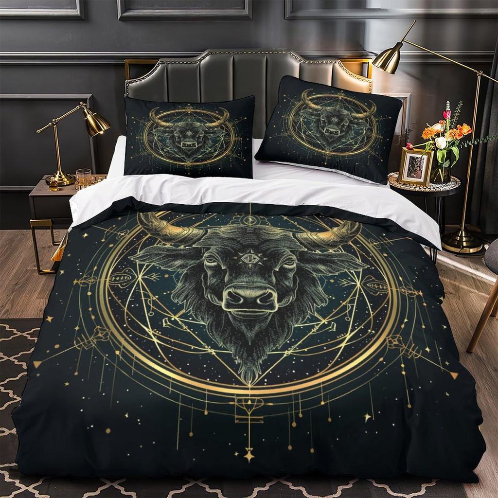 Three-Piece Science Fiction Cow Digital Printing 3D Quilt Cover Bedding Home Textile Quilt Cover