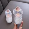 2024 Sweet Children's Leather Shoes Pearl Rhinestone Party Shoes for Baby Girl Non-slip Causal Kids Fashion Princess Flat Shoes