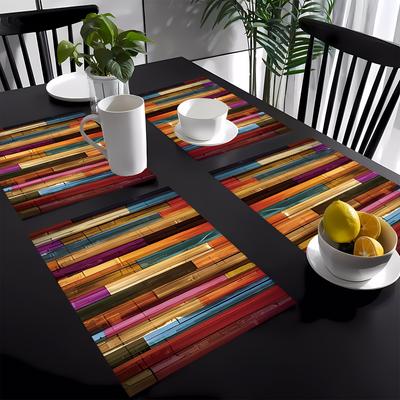 [Tovagliette a Strisce Colorate] 4pz Tovagliette con Fantasia a Strisce Colorate, Tovagliette Regalo Perfette, Decorazione per la Cena, Semplici Tovagliette per Decorare la Tavola