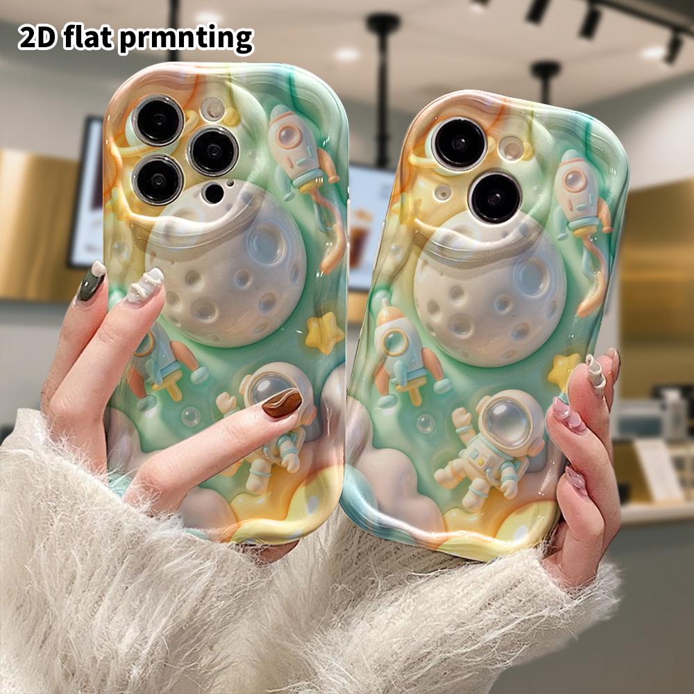 Phone case: 2D flat design, suitable for iPhone 18 17 16 15 14 13 Pro protective case, astronaut, perfect Christmas and Halloween holiday gift