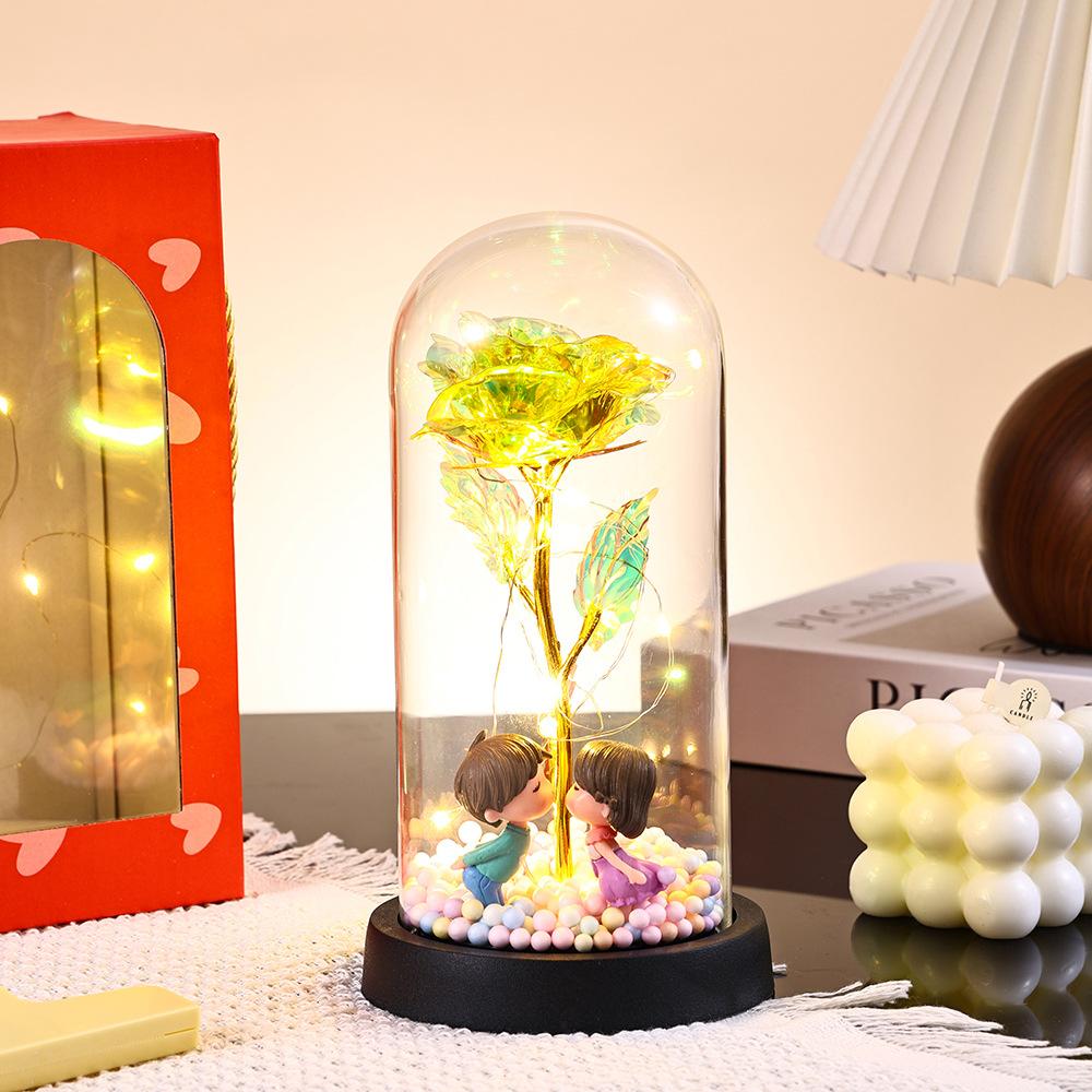 Gold Foil Rose Glass Cover Teachers' Day Gifts Creative Gifts Advanced Ornaments for Female Teachers