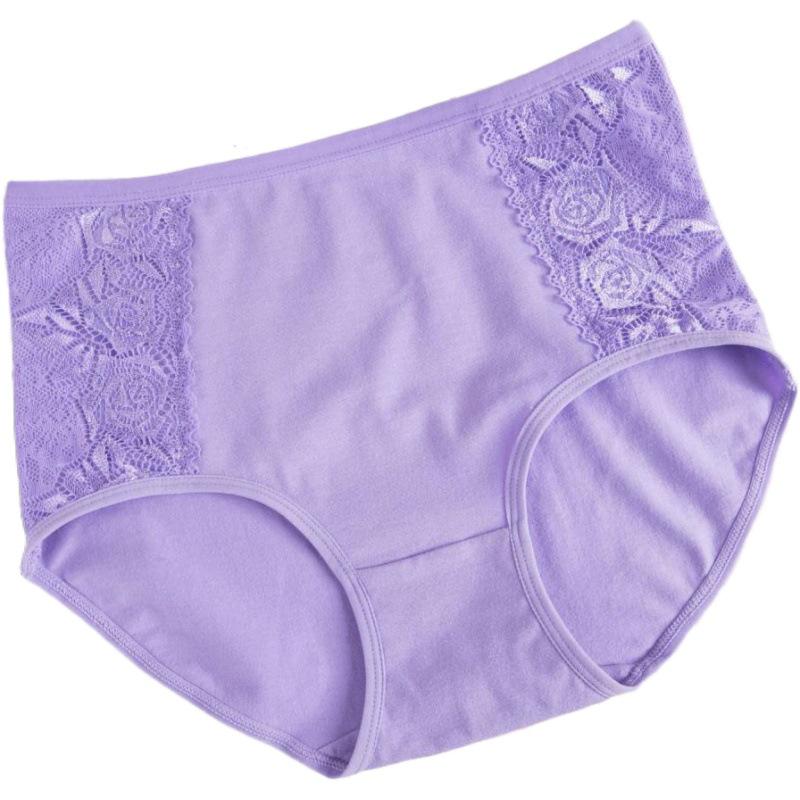 Pure Cotton Women's Lace Mid-High Waist Briefs (Fits 90-140 Lbs)