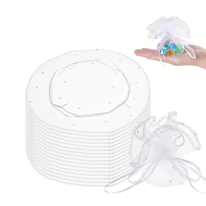 

50pcs Organza Bags with Sequins - Drawstring Jewelry Gift Pouches for Birthdays, Weddings, Baptisms & Parties, Party Favor Bags белый