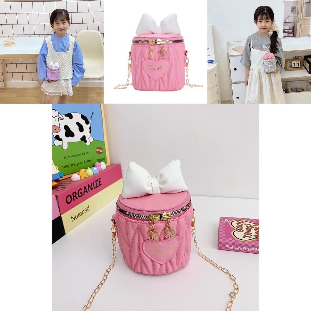 Children Cute Butterfly Knot Pu Water Bucket Bag For Daily Casual Use