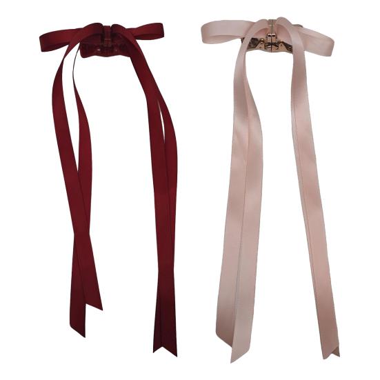 2Pcs Hair Claw Bow Shape Decorative Long Ribbon Hair Clip Powerful Holding Technology Seamless Magnetic Suction Design Hair Pin