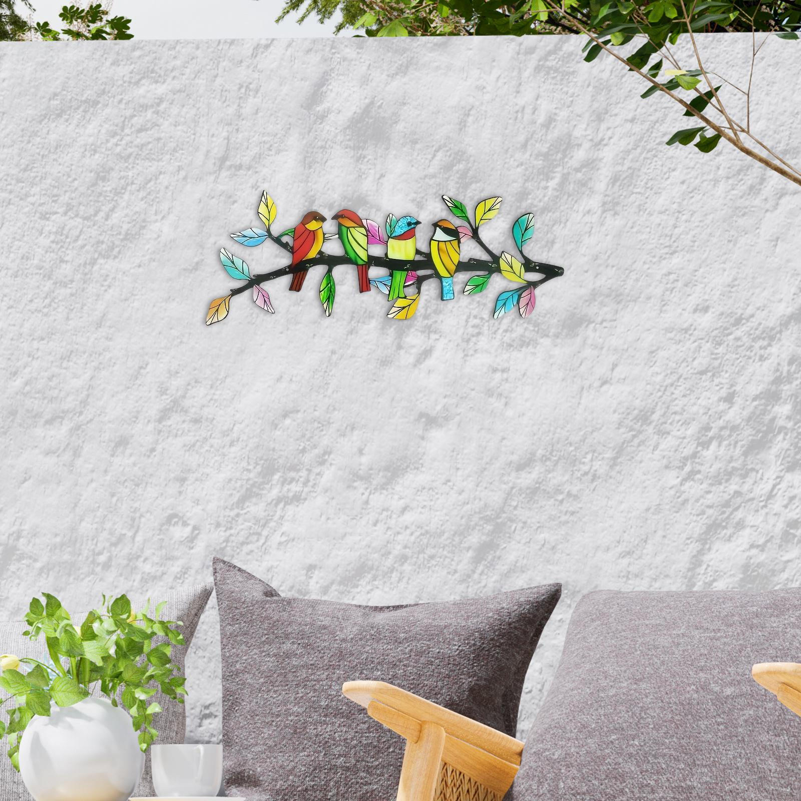 

Branch Birds Metal Wall Decor Art Crafts Animal Rustic Modern Sculpture Ornament for Fence