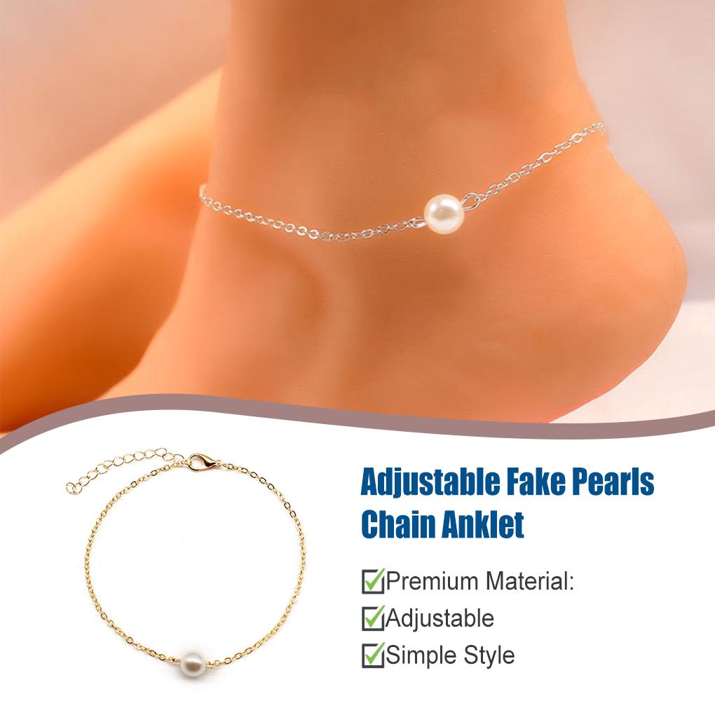 Anklet Elegant Universal Durable Fake Pearls Aesthetic Jewelry Women Accessories Foot Chains Ankle Bracelet for Holiday Vacation