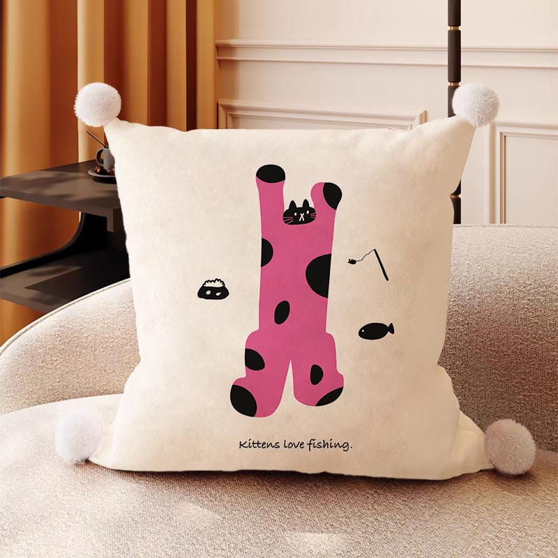 

Милая подушка-кошка, диван, гостиная, прикроватная спинка, подушка для офиса, наволочка, не включает наполнитель, мультяшная квадратная подушка 45X45cm