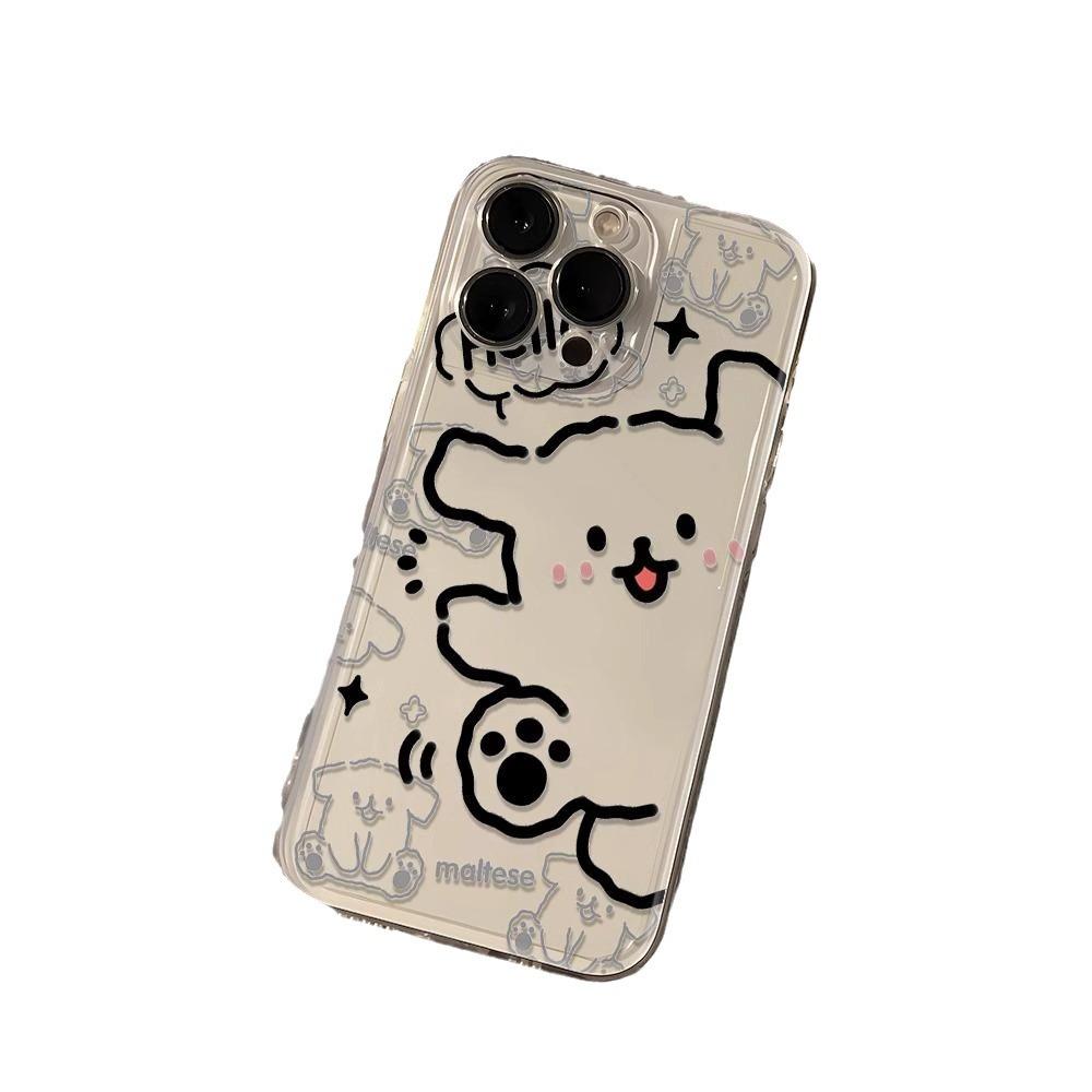 Transparent for IPhone 15 for IPhone16 Cartoon Line Dog 13 for Apple 11 Protective Cover Space Soft Case