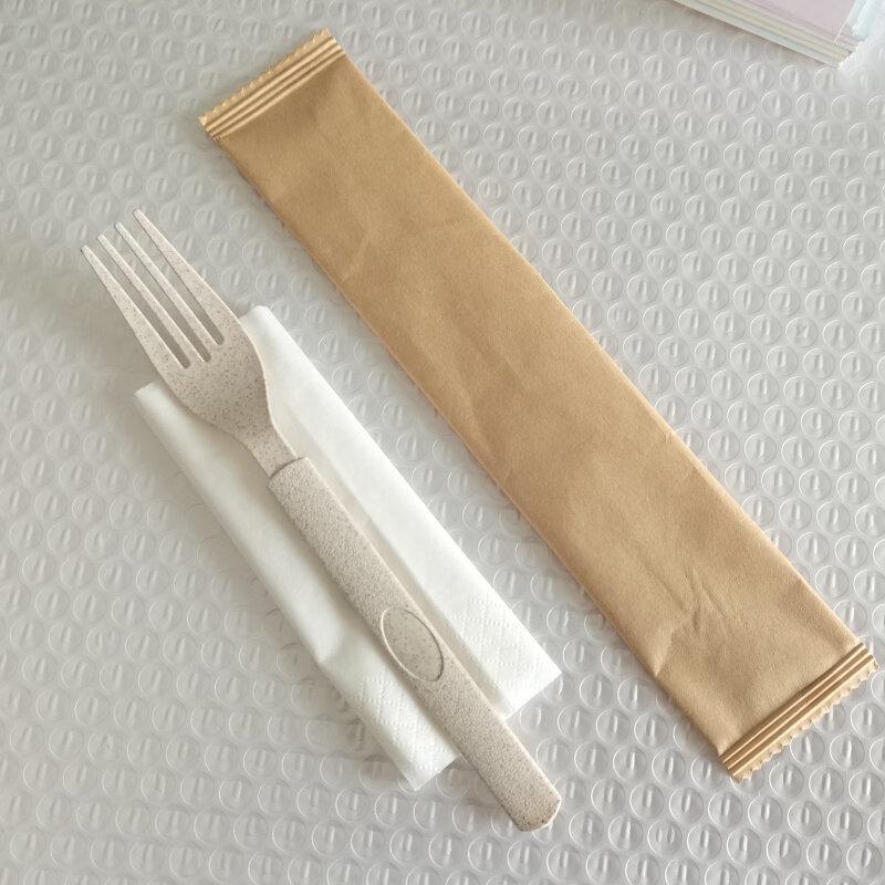 ZISIZ Disposable Spoon Fork with Tissue