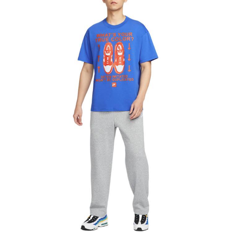 Nike Navy Loose Fit Printed Drop Shoulder Short Sleeve T-Shirt Men T-Shirts Blue HJ0757480
