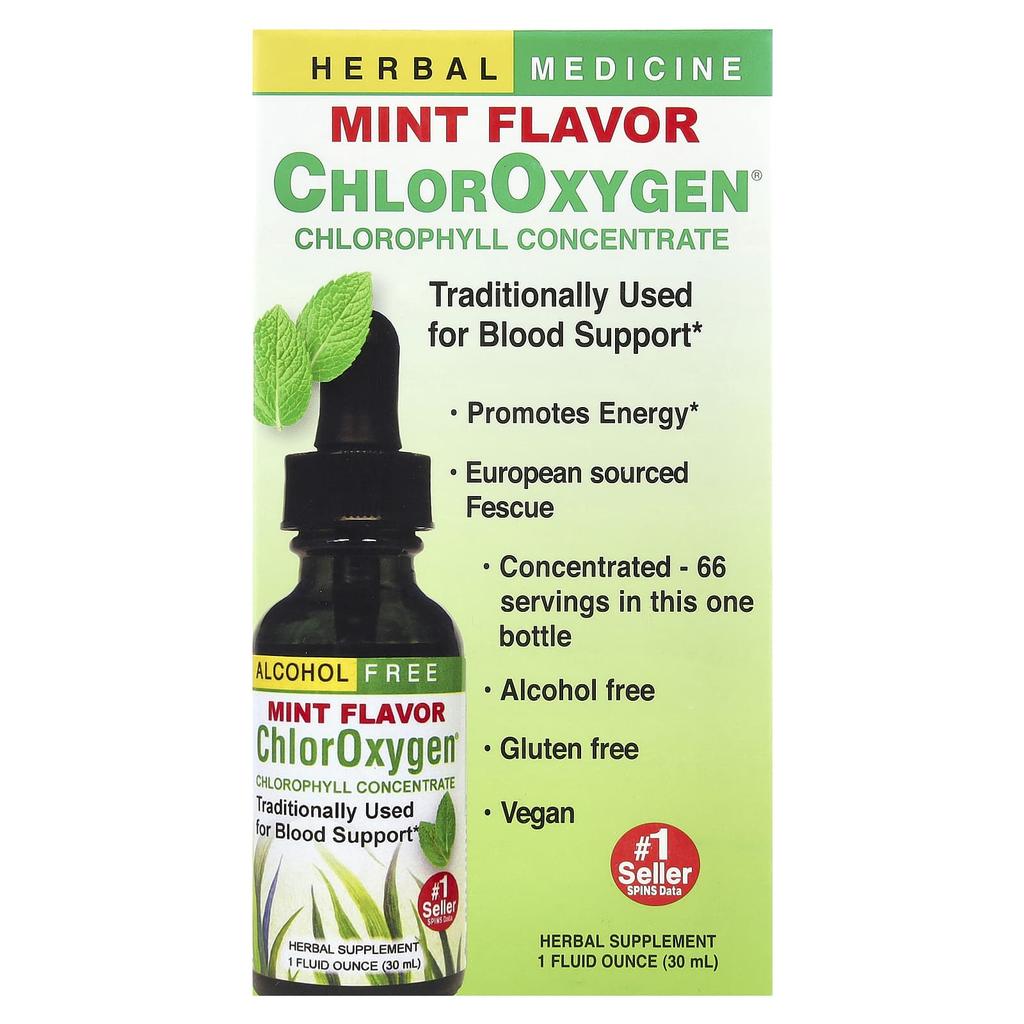 Herbs Etc., Chloroxygen®, Chlorophyll Concentrate, Alcohol Free, Mint, 30 Ml (1 Fl Oz)