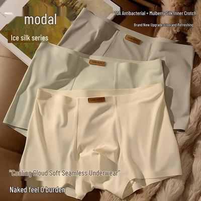 Herren Modal Eis Seide Nahtlose Boxer Briefs