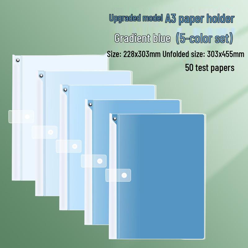 Gradient Transparent A4 Pull-Rod Folder for Documents, Student Papers, and Prenatal Check-ups. A3