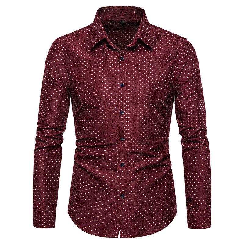 

Мужские рубашки Рубашки Мужские с длинным рукавом Slim Fit Деловая повседневная мужская рубашка с цветочным принтом M вино красного