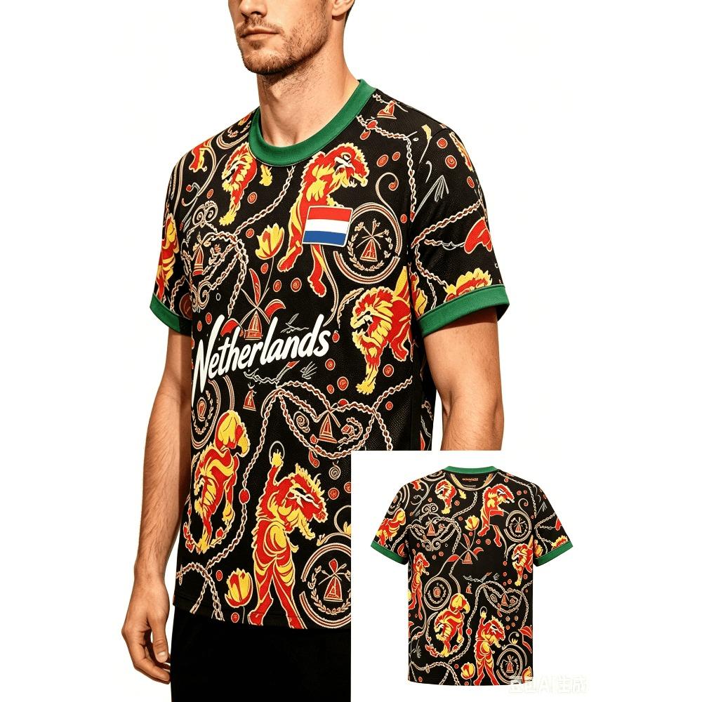 Summer Sports Football T-shirt Dutch Soccer Print Football Jersey Men s Casual Tee Shirt Breathable Men Women Short Sleeves Top M