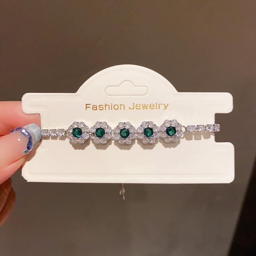 Floral Zirconia Pendant Bracelet For Women Elegant Summer Jewelry Gift For Ladies