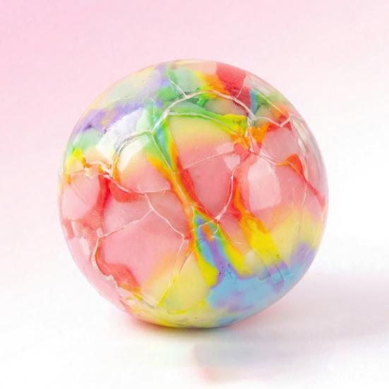 Rainbow Crunch Ball Squeeze Toy Colorful TPR Fidget Toy with Slow-Rising Texture & ASMR Cracking Sound Portable Stress Relief Gadget for Kids Adults