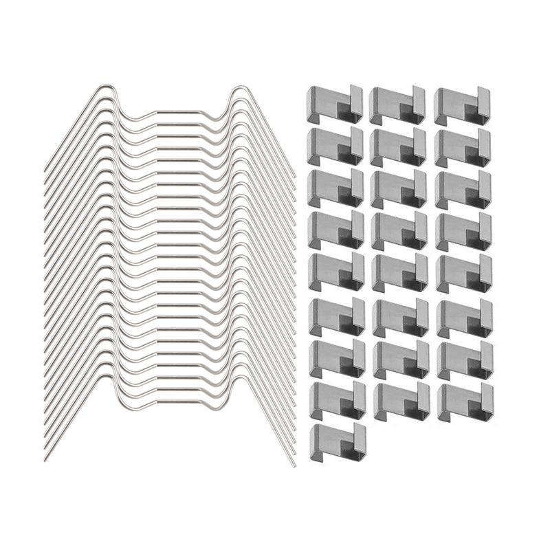 25/50pcs Greenhouse Glass Pane Clip W-type Wire Clips Z-type Glazing Buckles Twin-Hall Web Sheets Stainless Steel Durable Hooks